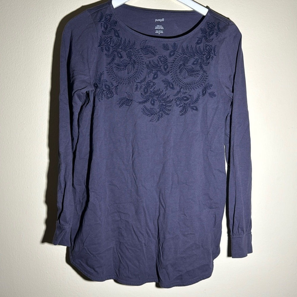 Purejill Long Sleeve Embroidered